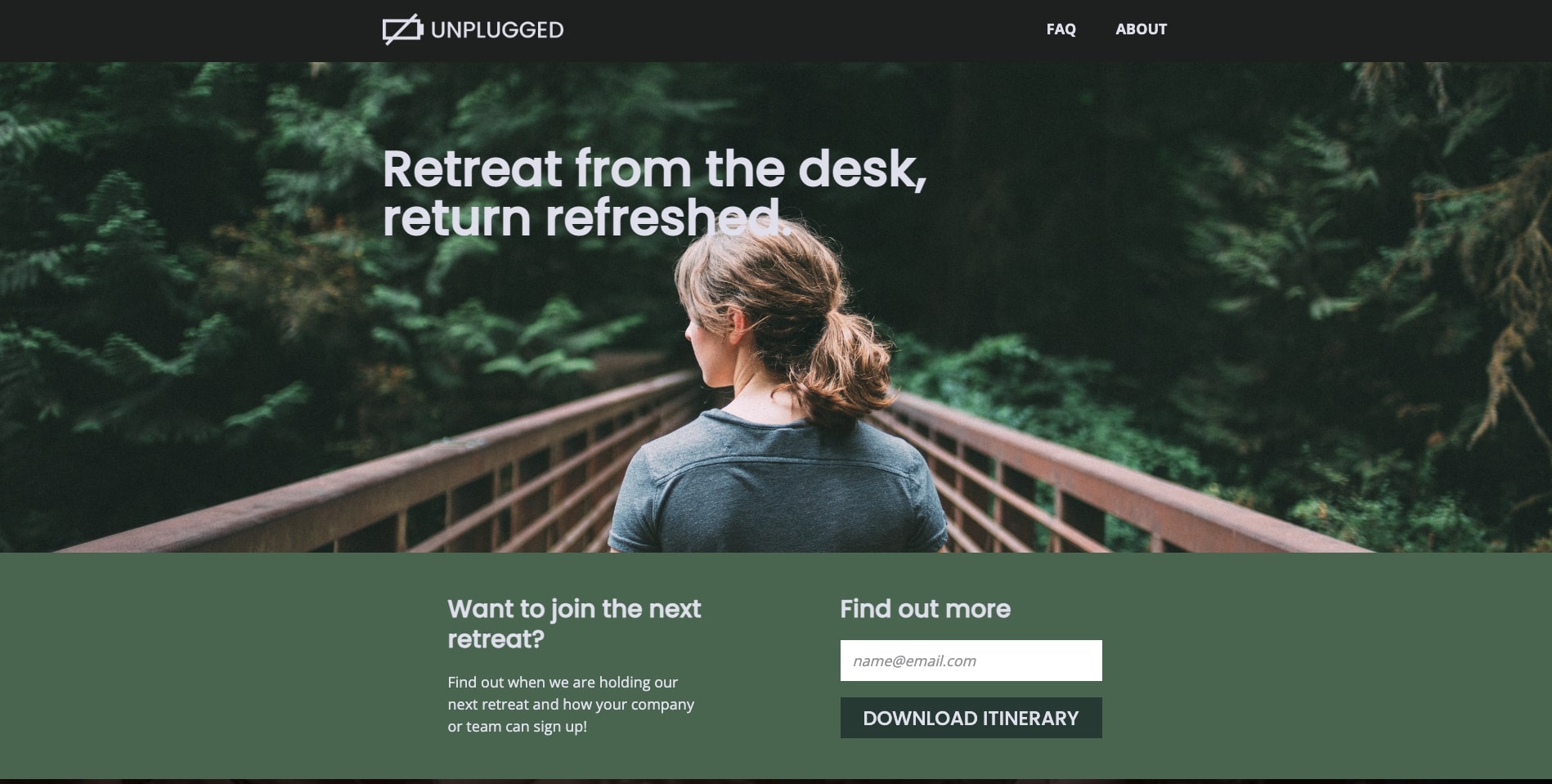 Unplugged retreat website